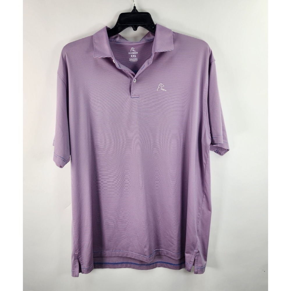 Rhoback The Whaler Stripe Polo Men's 2XL Pink Blue Performance Logo